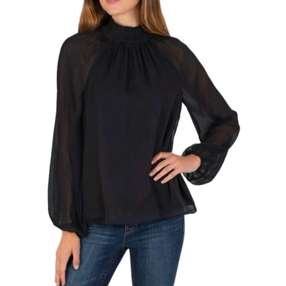Joie Black Mock Neck Top - Picture 1 of 5